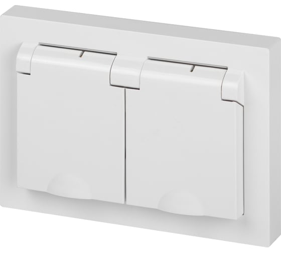 Розетка Intro Accent 621001 2x2PE Schuko с крышками штор., 16А, 250В, IP44, скрытой установки, AL/CU, белый Б0063577