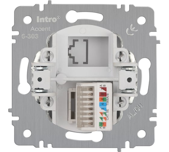 Розетка информационная Intro Accent 630301 RJ45, IP20, скрытой установки, белый Б0063624