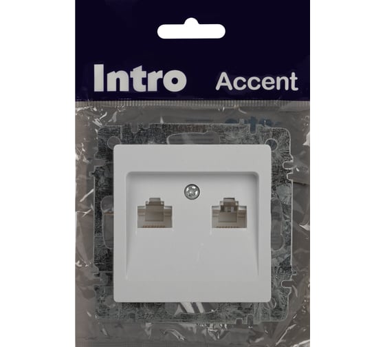 Розетка информационная Intro Accent 630401 2xRJ45, IP20, скрытой установки, белый Б0063646