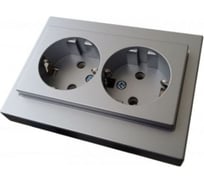 Двойная розетка с заземлением LIREGUS Эпсилон IKL 16-005/405 E/Mt серебро, без рамки 28-1761