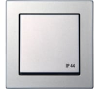 Влагозащищенная розетка с крышкой LIREGUS Эпсилон IKL 16-408-01 E/Mt серебро, без рамки 28-1765