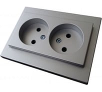 Двойная розетка без заземления LIREGUS Эпсилон IKL 16-109/409 E/Mt серебро, без рамки 28-1751