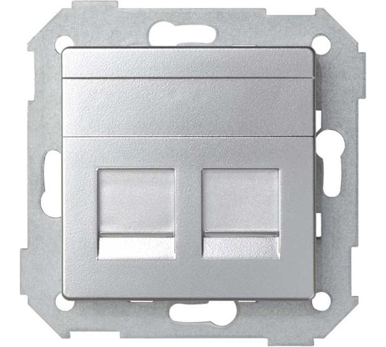 Адаптер со шторками Simon на 2 коннектора UTP RJ45, SYSTIMAX, S82, S82N, алюминий 82009-33 1