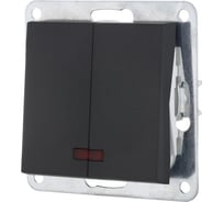 Выключатель 2-клавишный с индикаторами LK Studio (схема 5L) 16 A, 250 B (черный бархат) LK80 841208-1