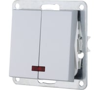 Выключатель 2-клавишный с индикаторами LK Studio (схема 5L) 16 A, 250 B (серебристый металлик) LK80 841203-1