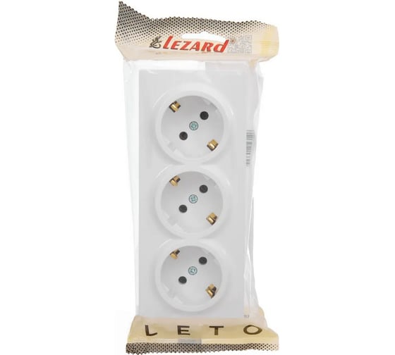 Розетка тройная с/з LEZARD LETO закрытый корпус ПБТ белый 752-0200-127BUP