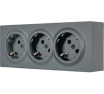 Розетка тройная с/з LEZARD LETO закрытый корпус ПБТ графит 752-3400-127BUP