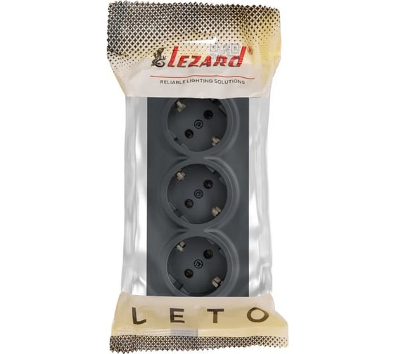 Розетка тройная с/з LEZARD LETO закрытый корпус ПБТ графит 752-3400-127BUP