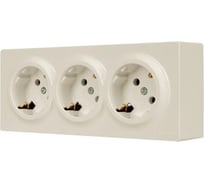 Розетка тройная с/з LEZARD LETO закрытый корпус ПБТ крем 752-0300-127BUP