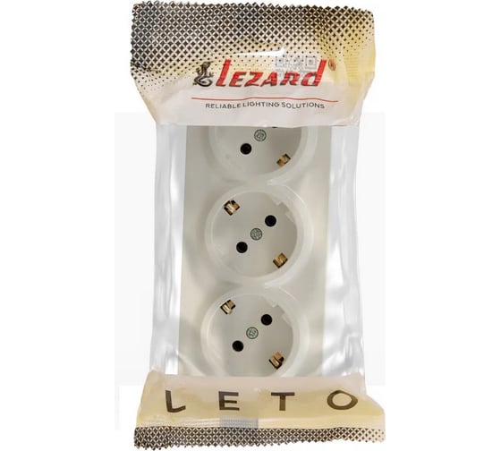 Розетка тройная с/з LEZARD LETO закрытый корпус ПБТ крем 752-0300-127BUP