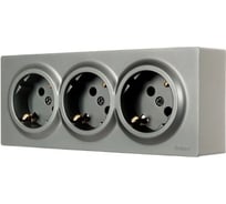 Розетка тройная с/з LEZARD LETO закрытый корпус ПБТ платина 752-3500-127BUP