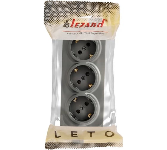 Розетка тройная с/з LEZARD LETO закрытый корпус ПБТ платина 752-3500-127BUP