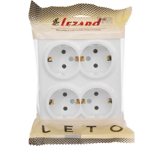 Розетка четверная с/з LEZARD LETO закрытый корпус ПБТ белый 752-0200-127BDP