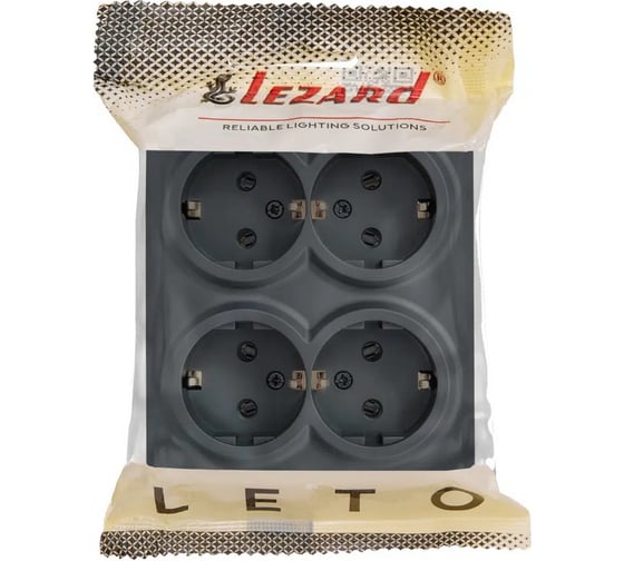 Розетка четверная с/з LEZARD LETO закрытый корпус ПБТ графит 752-3400-127BDP
