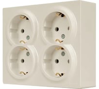 Розетка четверная с/з LEZARD LETO закрытый корпус ПБТ крем 752-0300-127BDP