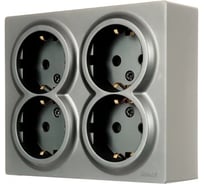 Розетка четверная с/з LEZARD LETO закрытый корпус ПБТ платина 752-3500-127BDP