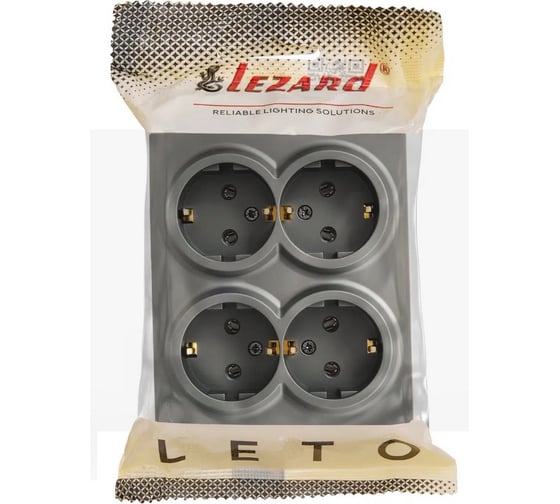 Розетка четверная с/з LEZARD LETO закрытый корпус ПБТ платина 752-3500-127BDP