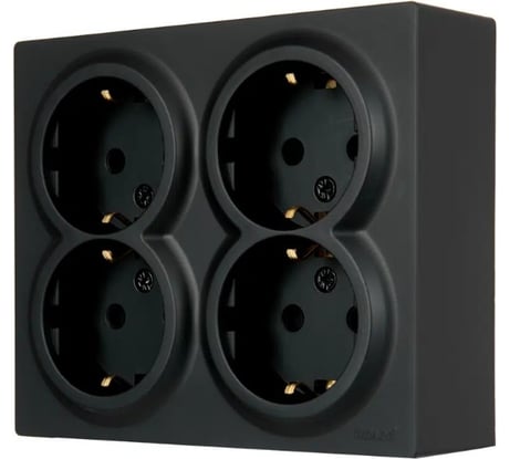 Розетка четверная с/з LEZARD LETO закрытый корпус ПБТ чёрный бархат 752-4200-127BDP