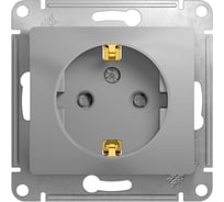 Розетка Systeme Electric Glossa Алюминий с заземлением со шторками GSL000345