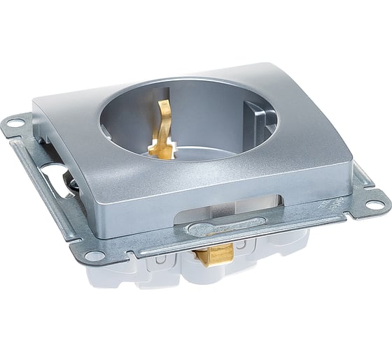 Розетка Systeme Electric Glossa Алюминий с заземлением со шторками GSL000345