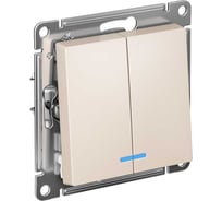 2-клавишный выключатель Systeme Electric AtlasDesign Бежевый с подсветкой, сх.5а, 10АХ ATN000253