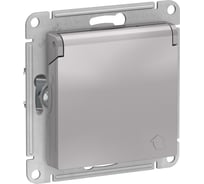 Розетка Systeme Electric AtlasDesign Алюминий с заземлением, со шторками, 16А ATN000346