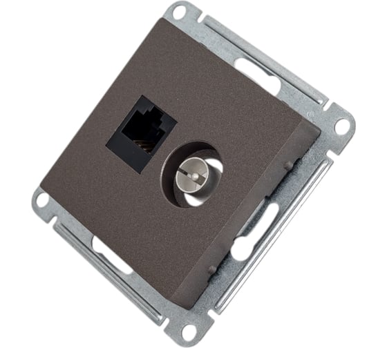 Розетка TV+RJ45 Systeme Electric AtlasDesign Мокко категории 5E ATN000689