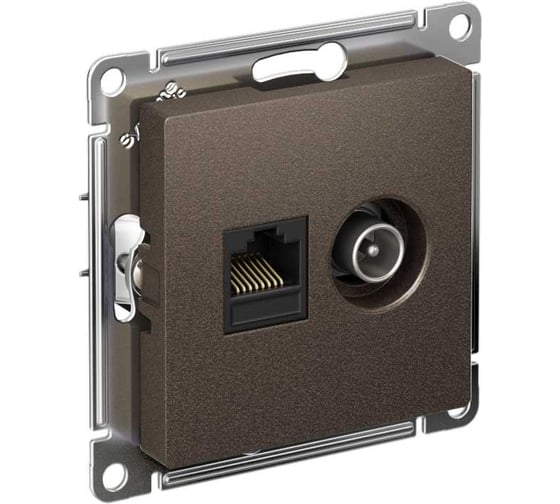 Розетка TV+RJ45 Systeme Electric AtlasDesign Мокко категории 5E ATN000689 1