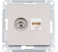 Розетка ТВ + компьютерная RJ45 Systeme Electric AtlasDesign 2-ая Шампань категории 5Е ATN000589