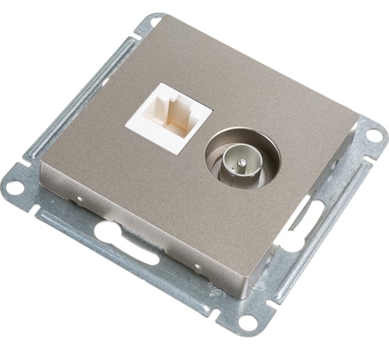 Розетка ТВ + компьютерная RJ45 Systeme Electric AtlasDesign 2-ая Шампань категории 5Е ATN000589