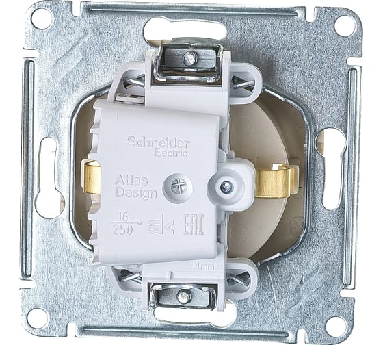 Розетка Systeme Electric AtlasDesign Бежевый с заземлением со шторками, 16А ATN000245