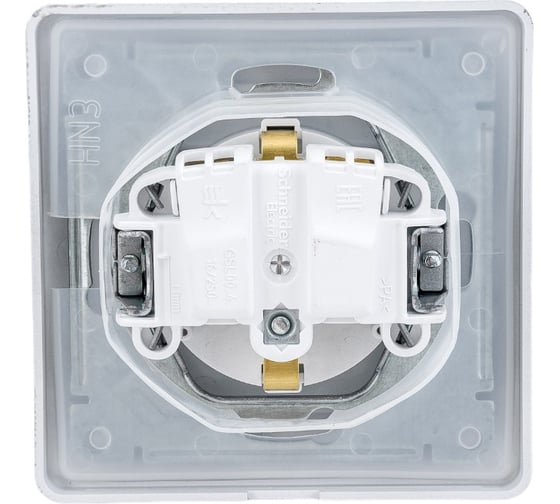 Розетка Systeme Electric Glossa Алюминий с заземлением со шторками с крышкой, IP44 GSL000348