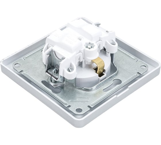 Розетка Systeme Electric Glossa Алюминий с заземлением со шторками с крышкой, IP44 GSL000348