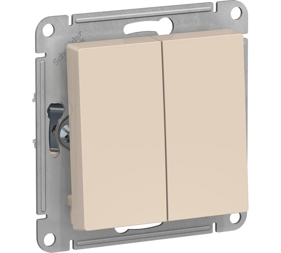2-клавишный переключатель Systeme Electric AtlasDesign Бежевый сх.6, 10АХ ATN000265 1