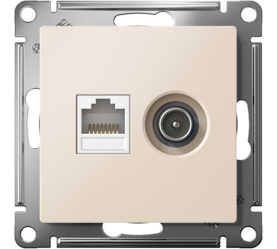 Розетка 2-ая ТВ + компьютерная RJ45 Systeme Electric (Schneider Electric) Atlasdesign бежевый кат. 5Е ATN000289 1