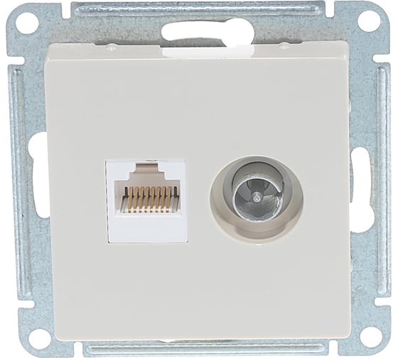 Розетка ТВ + компьютерная RJ45 Systeme Electric AtlasDesign Бежевый 2-ая категории 5Е ATN000289