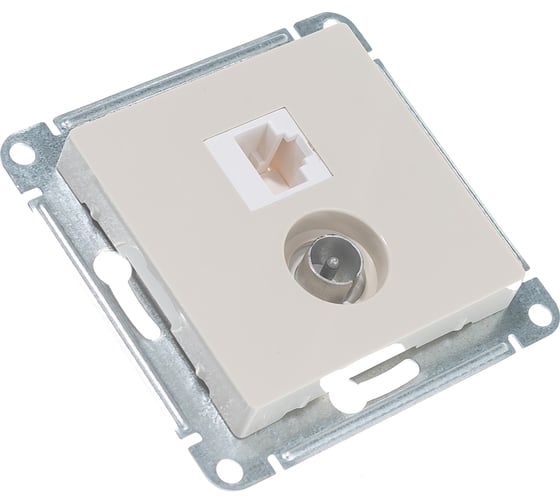 Розетка ТВ + компьютерная RJ45 Systeme Electric AtlasDesign Бежевый 2-ая категории 5Е ATN000289