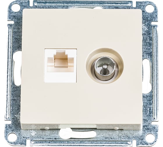 Розетка ТВ + компьютерная RJ45 Systeme Electric AtlasDesign Бежевый 2-ая категории 5Е ATN000289