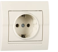 Розетка Lezard DERIY с заземлением ПБТ крем 702-0303-122