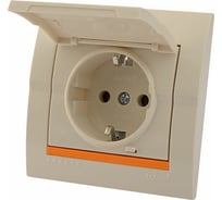 Розетка Lezard DERIY с заземлением с крышкой ПБТ крем 702-0303-123