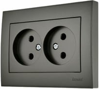 Розетка Lezard RAIN 2-я б/з керам. цв. черный графит матовый 703-4141-128