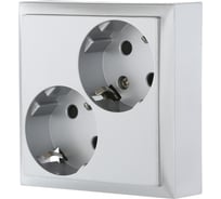 Розетка двойная LK Studio с заземлением, со шторками (серебристый металлик) LK80 843503-1