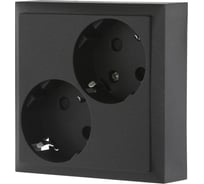 Розетка двойная LK Studio с заземлением, со шторками (черный бархат) LK80 843508-1