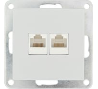 Розетка компьютерная LK Studio двойная 2хRJ-45 категория 5е с накладкой (серебристый металлик) LK80 846203-1
