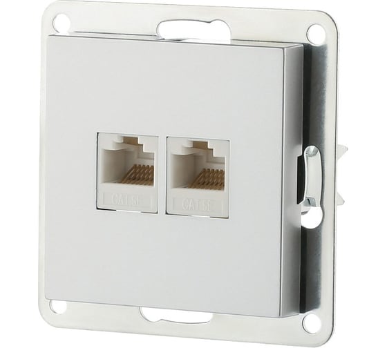 Розетка компьютерная LK Studio двойная 2хRJ-45 категория 5е с накладкой (серебристый металлик) LK80 846203-1