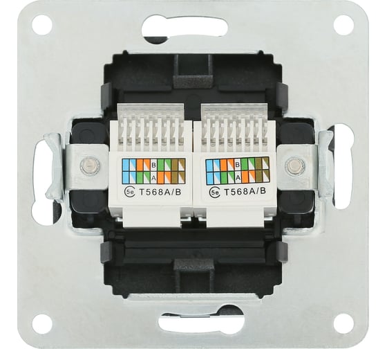 Розетка компьютерная LK Studio двойная 2хRJ-45 категория 5е с накладкой (серебристый металлик) LK80 846203-1