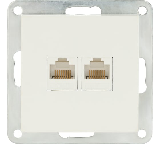 Розетка компьютерная LK Studio двойная 2хRJ-45 категория 5е с накладкой (белый) LK80 846204-1