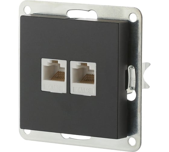 Розетка компьютерная LK Studio двойная 2хRJ-45 категория 5е с накладкой (черный бархат) LK80 846208-1