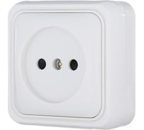 Розетка LK Studio открытой установки без заземляющих контактов с защитными шторками (белый), STANDARD 813304