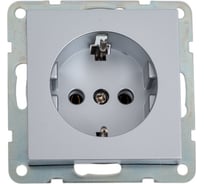 Розетка LK Studio с заземлением, без шторок (серебристый металлик) LK80 843103-1